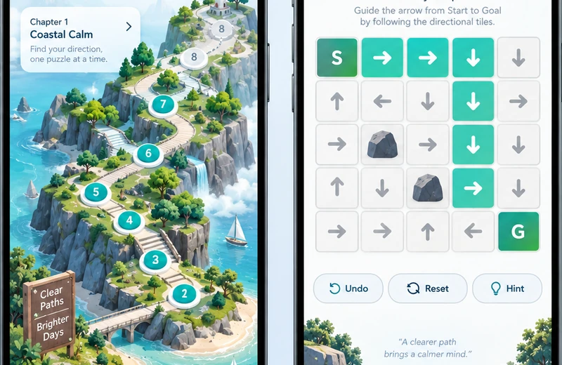Arrow logic puzzle: original concept image for the Arrows Puzzle Escape style app
