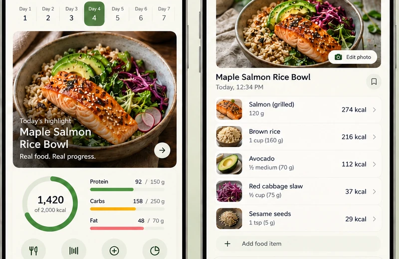 Photo food diary: original concept image for the Cal AI style app
