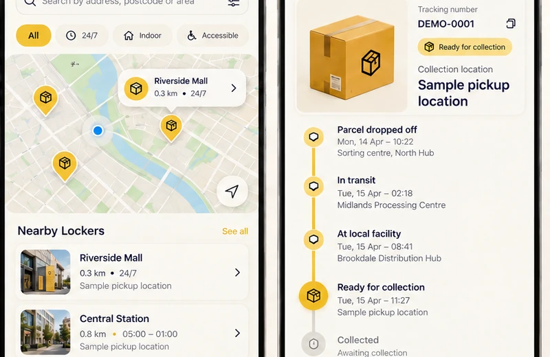 Parcel locker experience: original concept image for the InPost UK style app